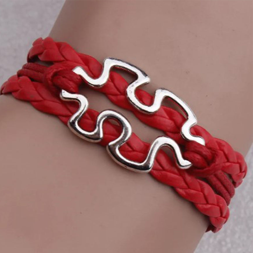 Autism awareness bracelet (leather)